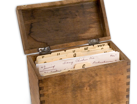 Wooden box with recipes