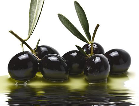 Picture of olives reflecting in water